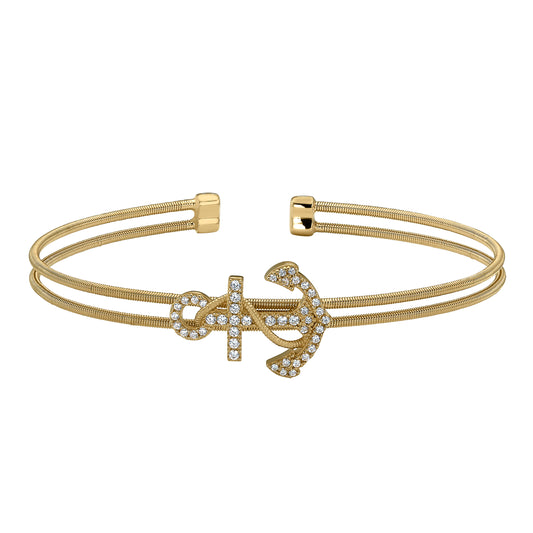 Two Cable Anchor Cuff Bracelet   (LL7107B-G)