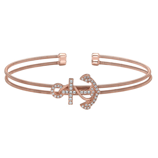 Two Cable Anchor Cuff Bracelet   (LL7107B-RG)