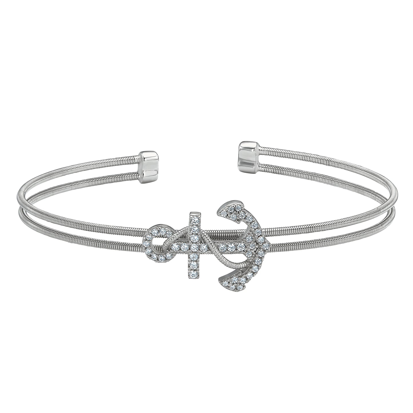 Two Cable Anchor Cuff Bracelet (LL7107B-RH)