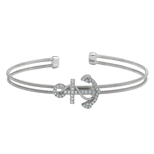 Two Cable Anchor Cuff Bracelet   (LL7107B-RH)