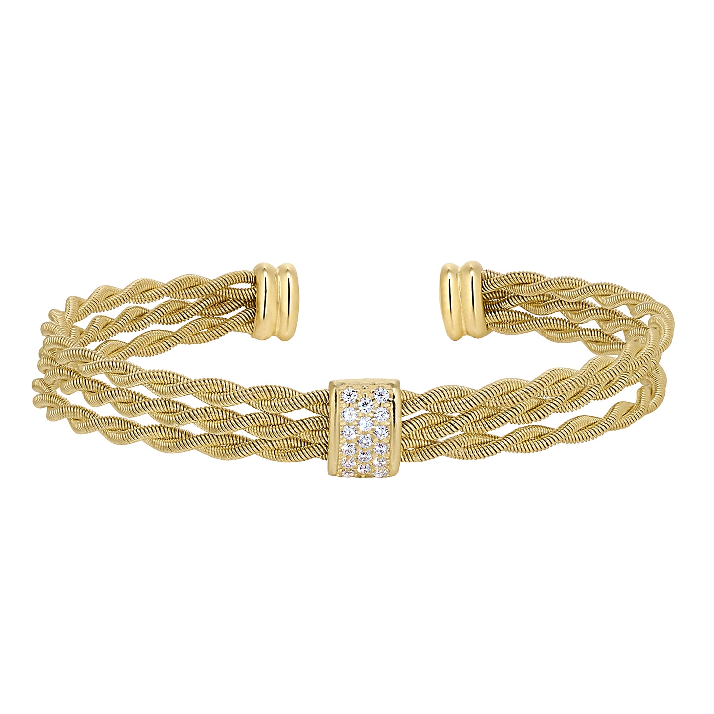 Three Cable Cuff Bracelet with Central Bar (LL7112B-G)