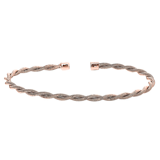 Thin Tightly Twisted Cable Cuff Bracelet   (LL7113B-RG)