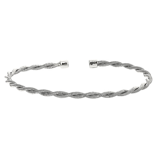 Thin Tightly Twisted Cable Cuff Bracelet   (LL7113B-RH)