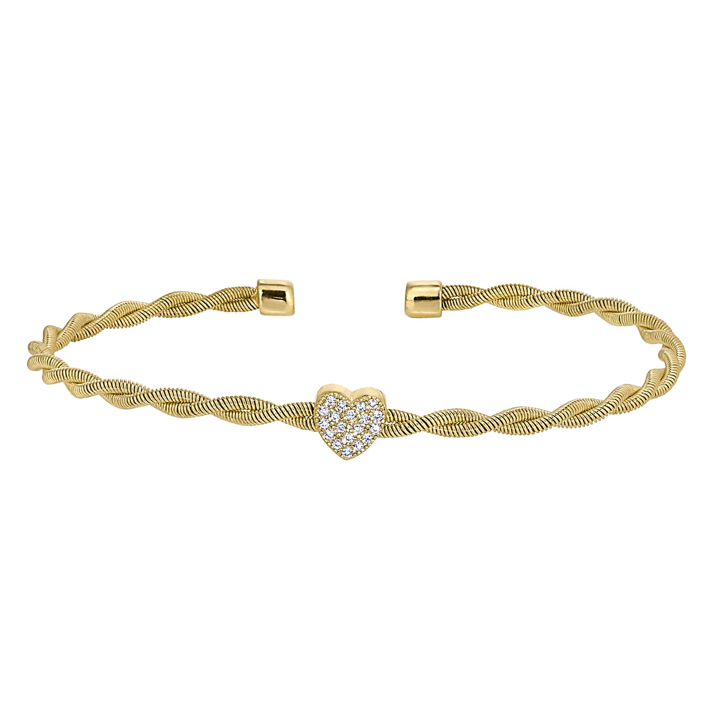 Twisted Cable Cuff Bracelet with Central Heart (LL7115B-G)