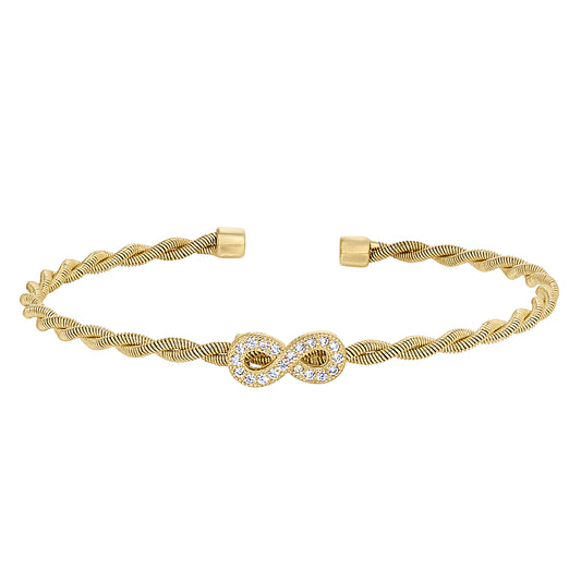 Twisted Cable Cuff Bracelet with Central Infinity   (LL7116B-G)