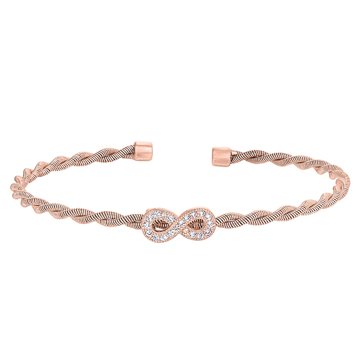 Twisted Cable Cuff Bracelet with Central Infinity (LL7116B-RG)