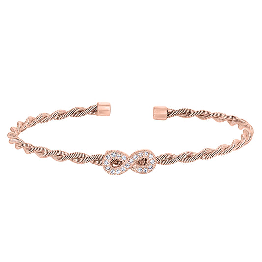 Twisted Cable Cuff Bracelet with Central Infinity   (LL7116B-RG)