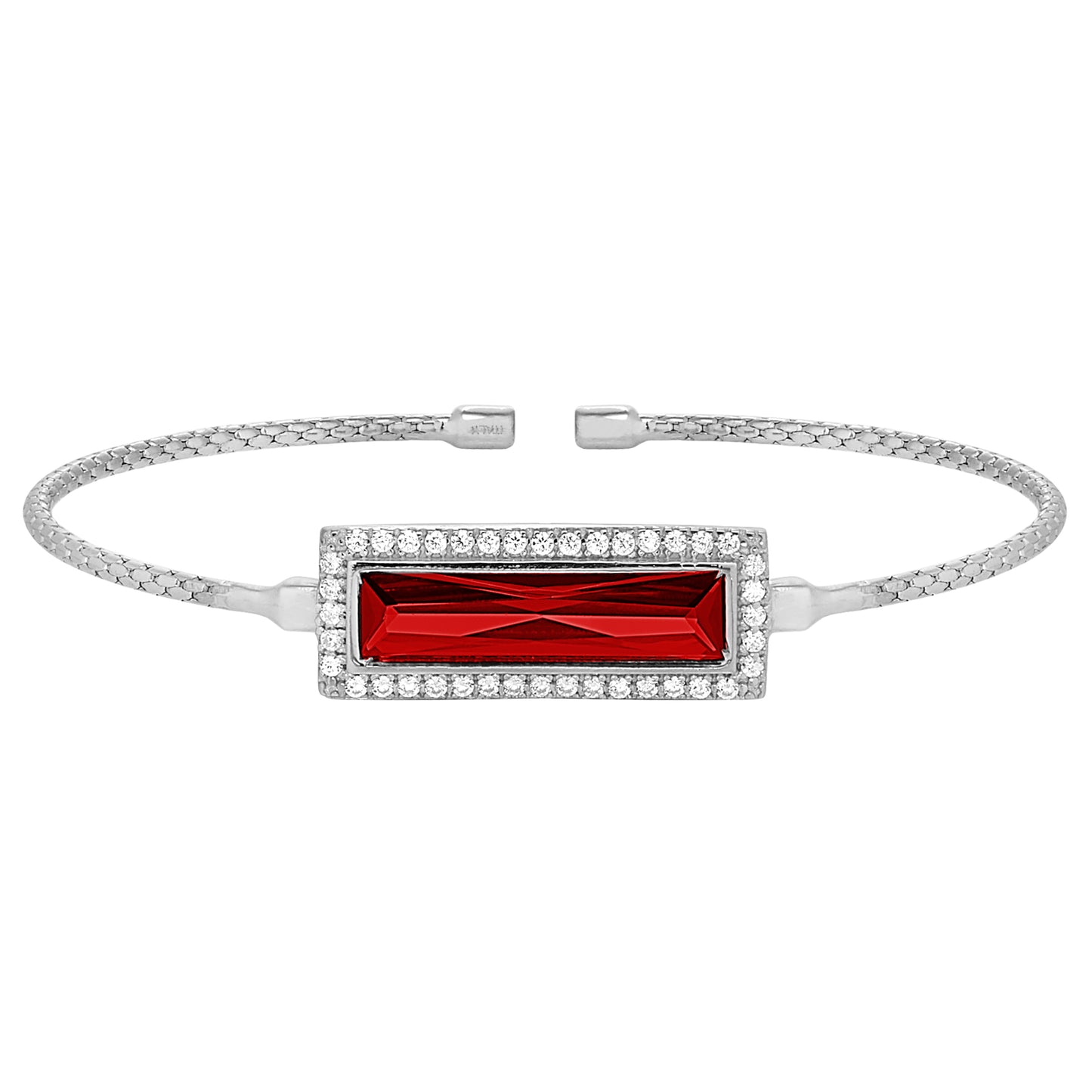 Rectangle Birthstone Cuff Bracelet - January (LL7121B1-RH)