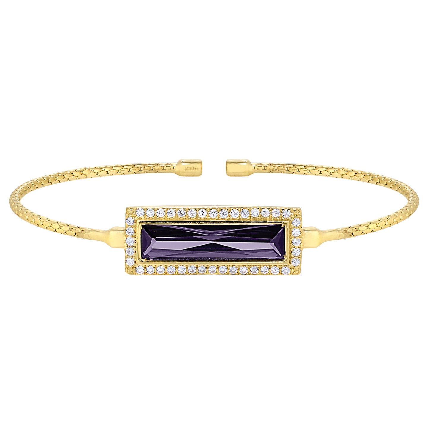Rectangle Birthstone Cuff Bracelet - February