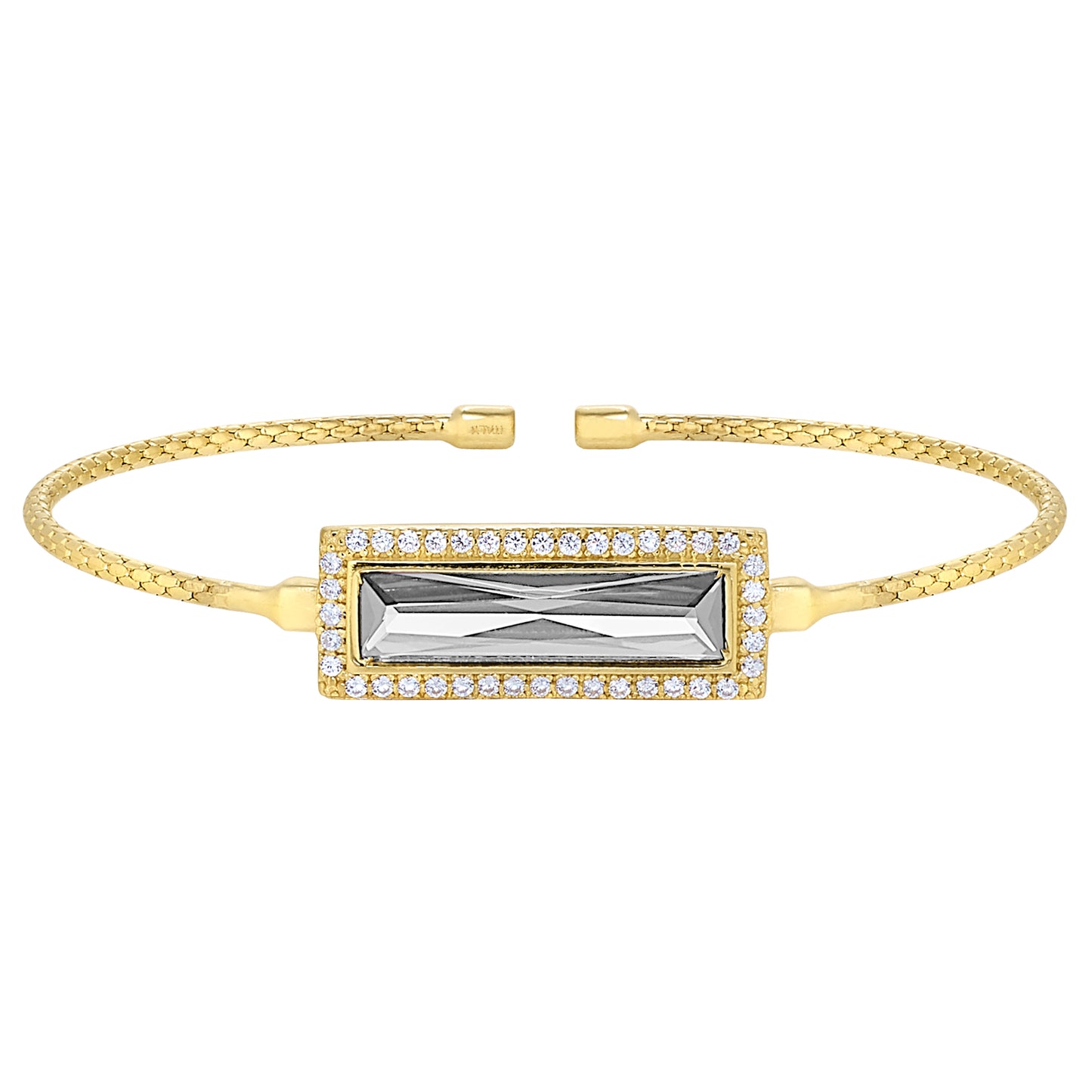 Rectangle Birthstone Cuff Bracelet - April