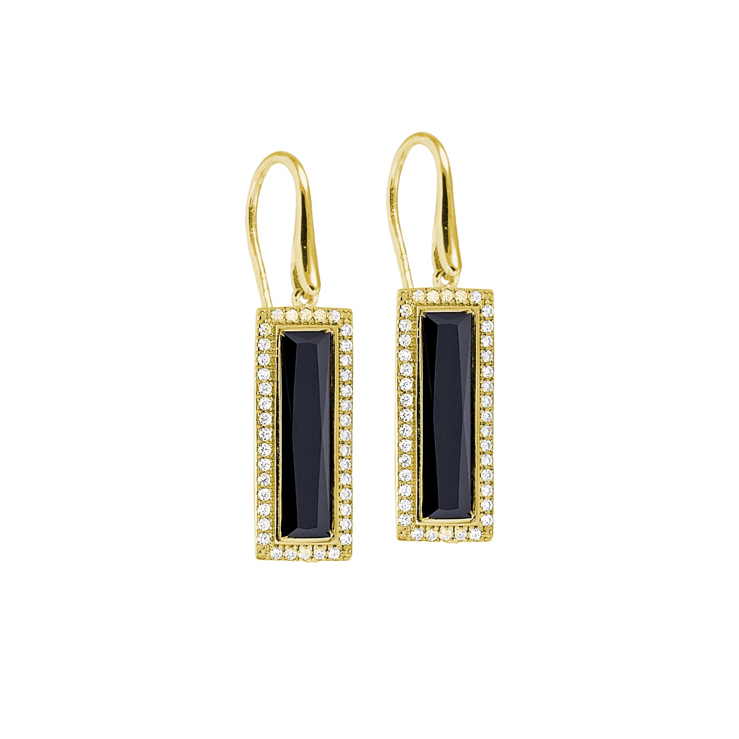 Rectangle Simulated Onyx Stone Earrings (LL7121E-G)