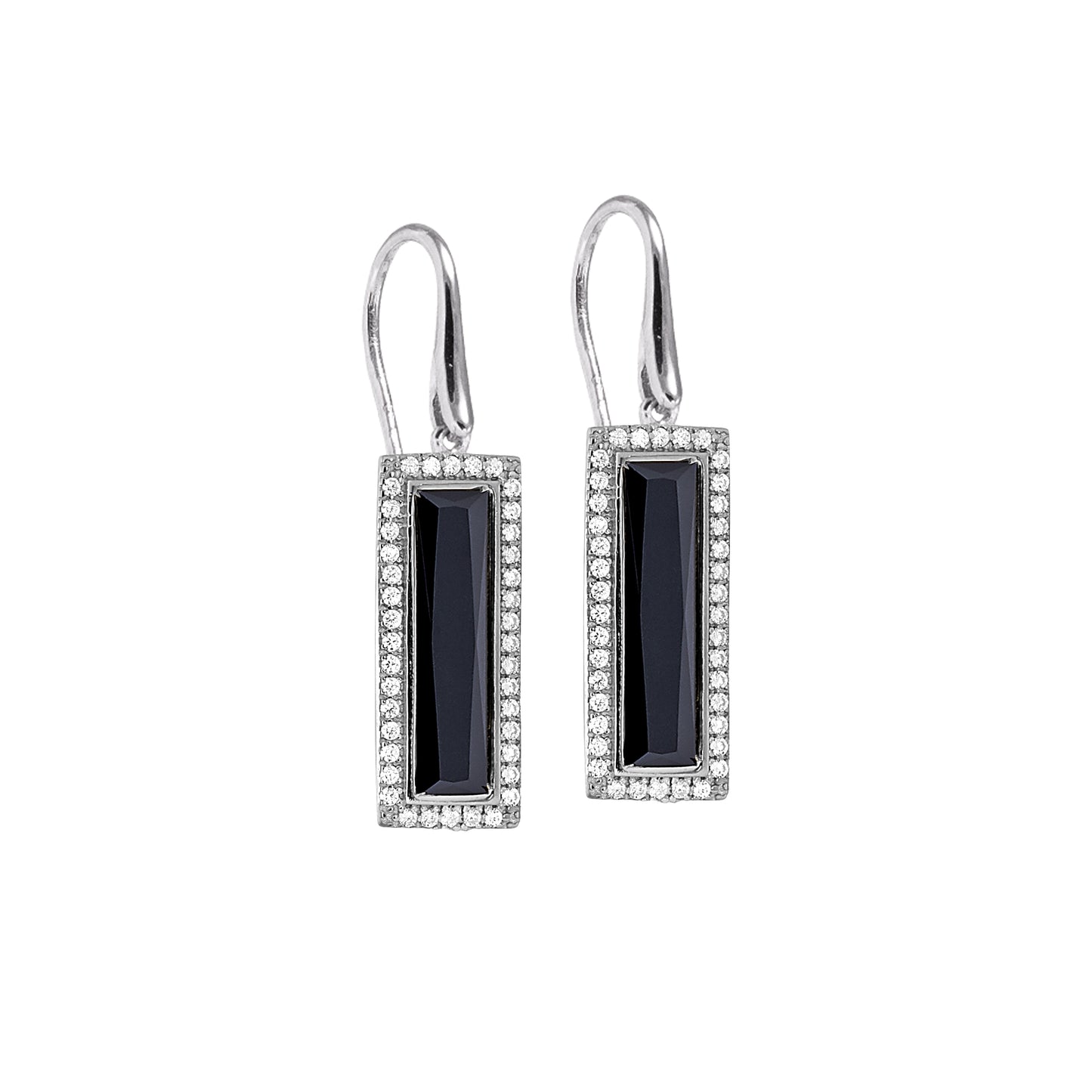 Rectangle Simulated Onyx Stone Earrings (LL7121E-RH)