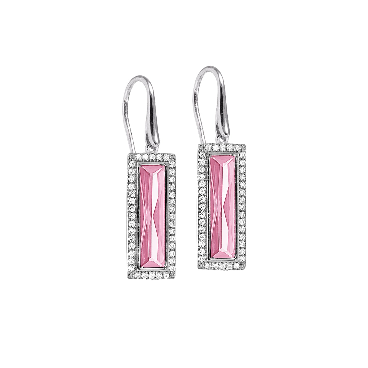 Rectangle Birthstone Drop Earrings - October (LL7121E10-RH)
