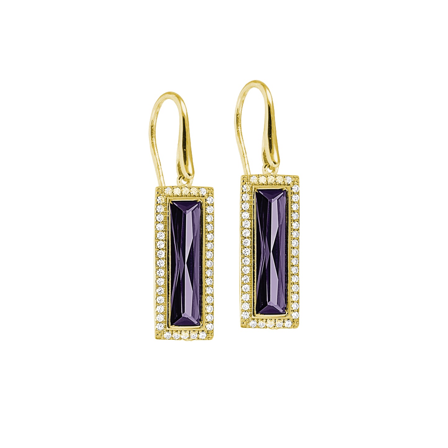 Rectangle Birthstone Drop Earrings - February (LL7121E2-G)