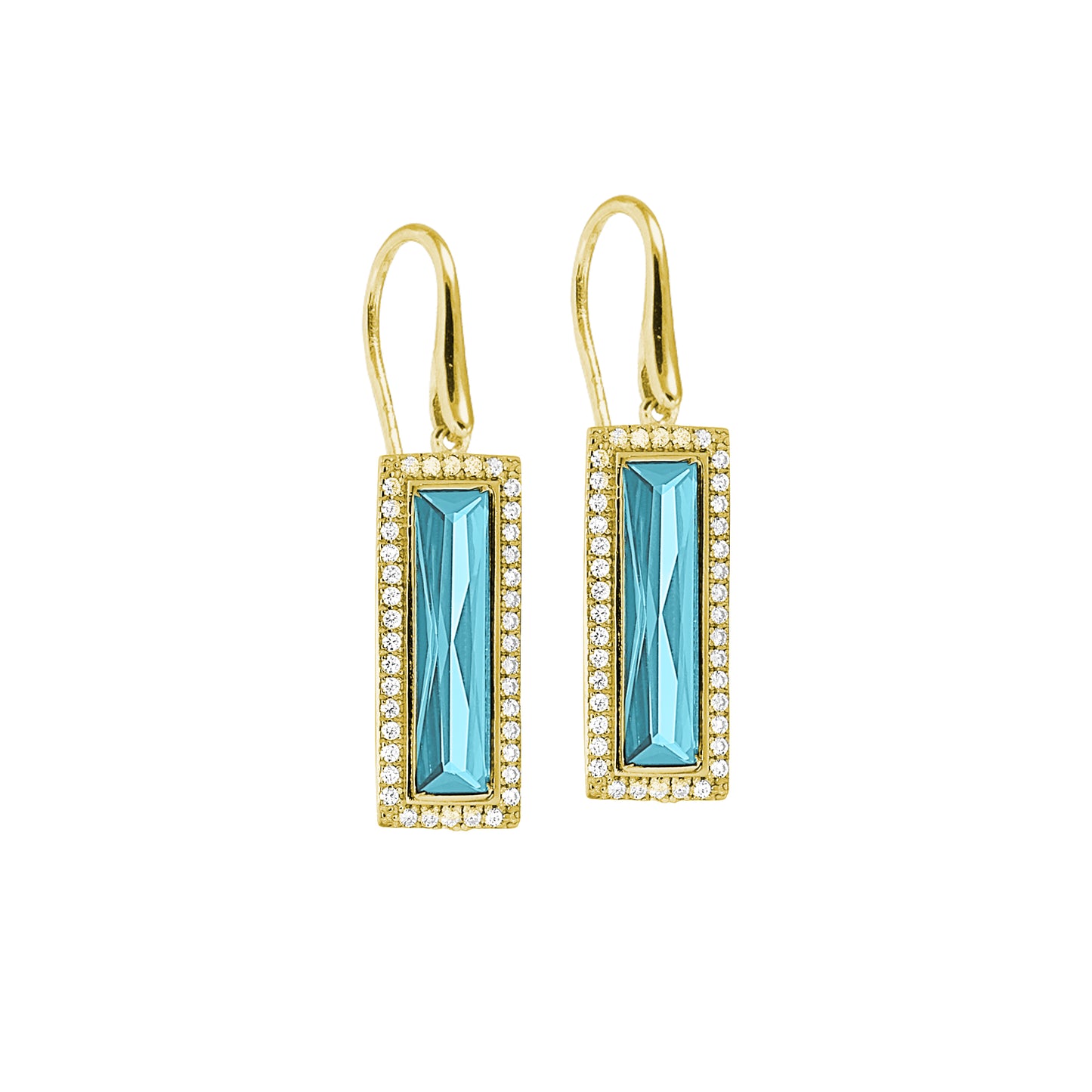 Rectangle Birthstone Drop Earrings - March (LL7121E3-G)