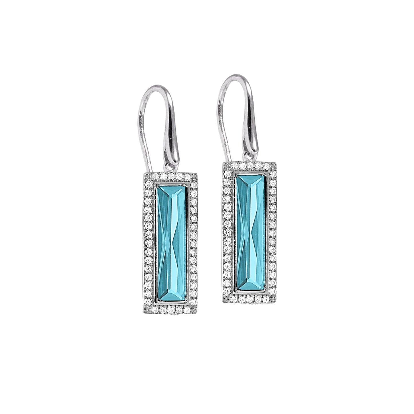Rectangle Birthstone Drop Earrings - March (LL7121E3-RH)