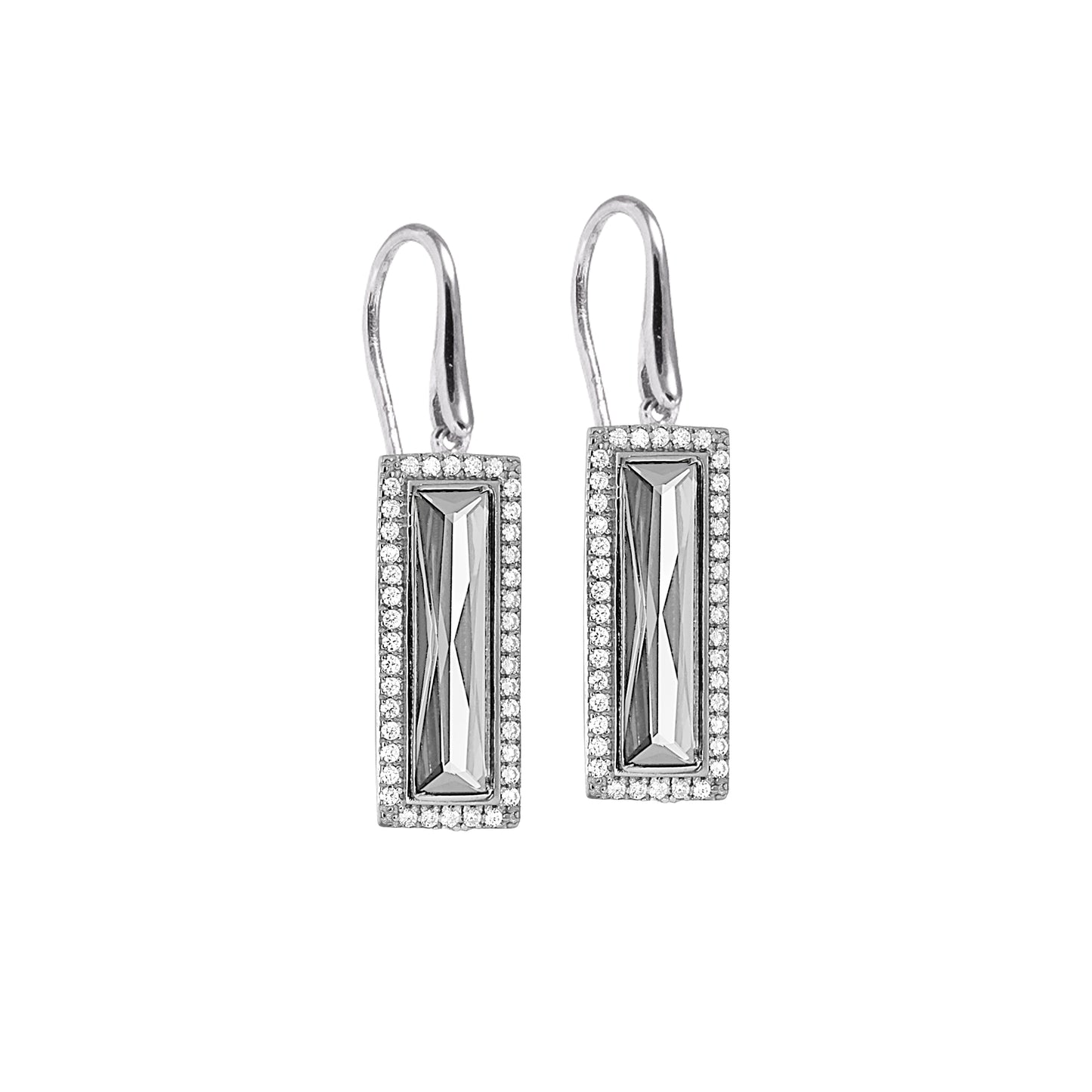 Rectangle Birthstone Drop Earrings - April (LL7121E4-RH)