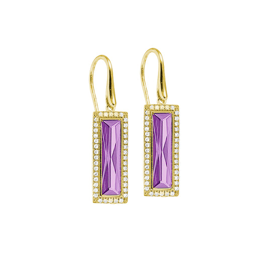 Rectangle Birthstone Drop Earrings - June   (LL7121E6-G)