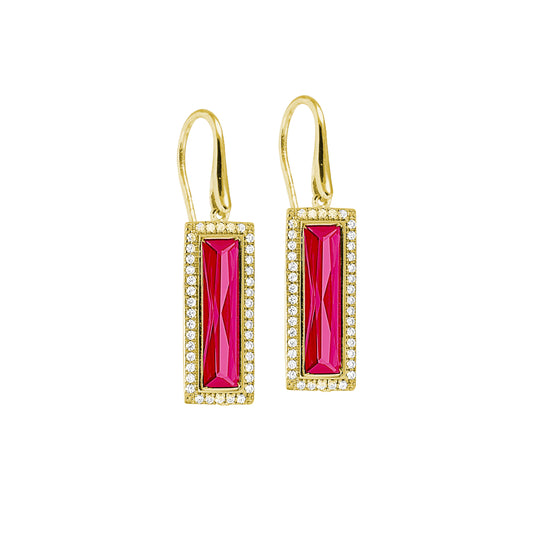 Rectangle Birthstone Drop Earrings - July   (LL7121E7-G)