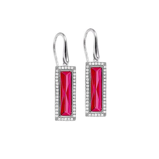 Rectangle Birthstone Drop Earrings - July   (LL7121E7-RH)