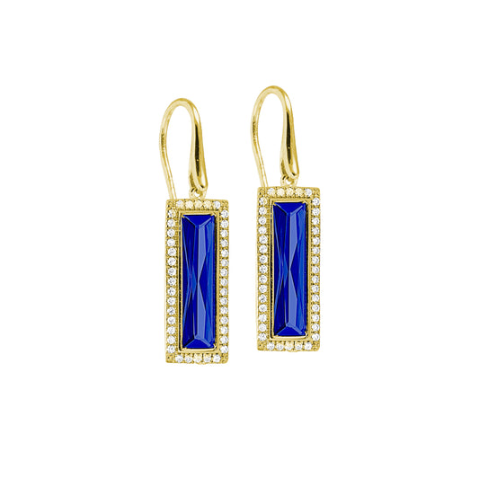 Rectangle Birthstone Drop Earrings - September   (LL7121E9-G)
