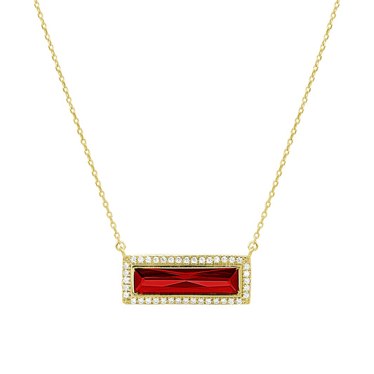 Birthstone Necklace with Rectangle Stone - January   (LL7121N1-G)