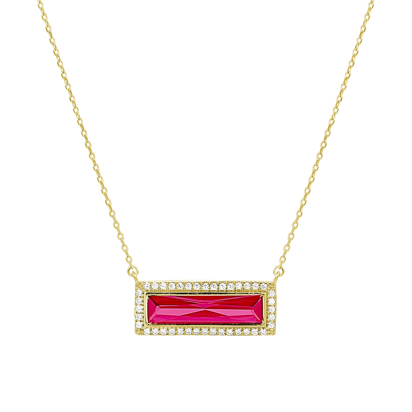 Birthstone Necklace with Rectangle Stone - July