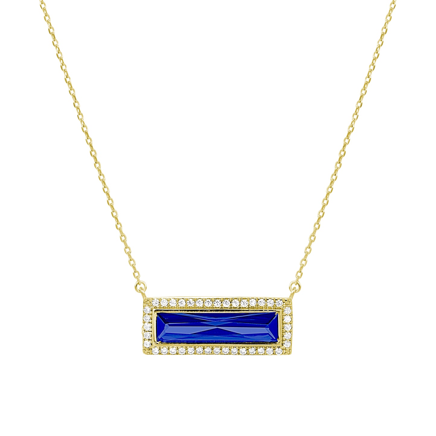 Birthstone Necklace with Rectangle Stone - September