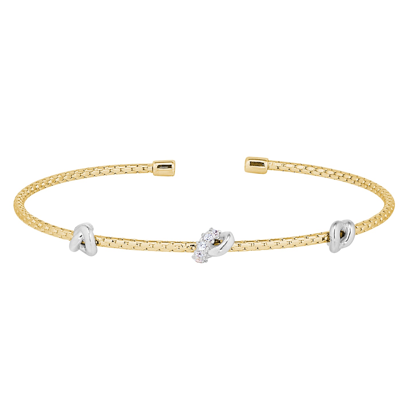 Three Knot Corean Cable Cuff Bracelet (LL7123B-G-RH)