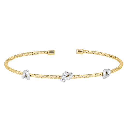 Three Knot Corean Cable Cuff Bracelet   (LL7123B-G-RH)