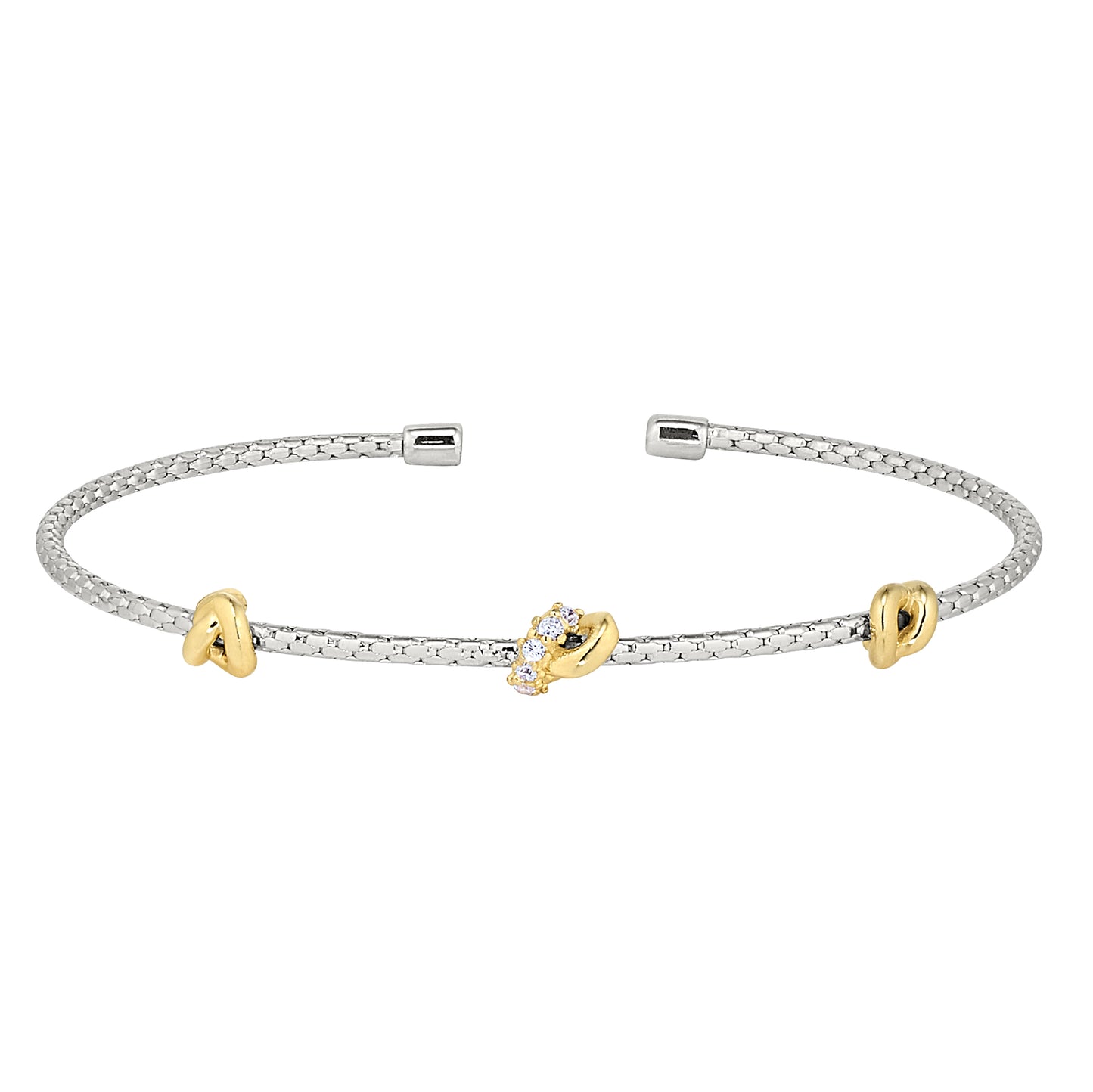 Three Knot Corean Cable Cuff Bracelet   (LL7123B-RH-G)
