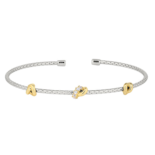 Three Knot Corean Cable Cuff Bracelet   (LL7123B-RH-G)