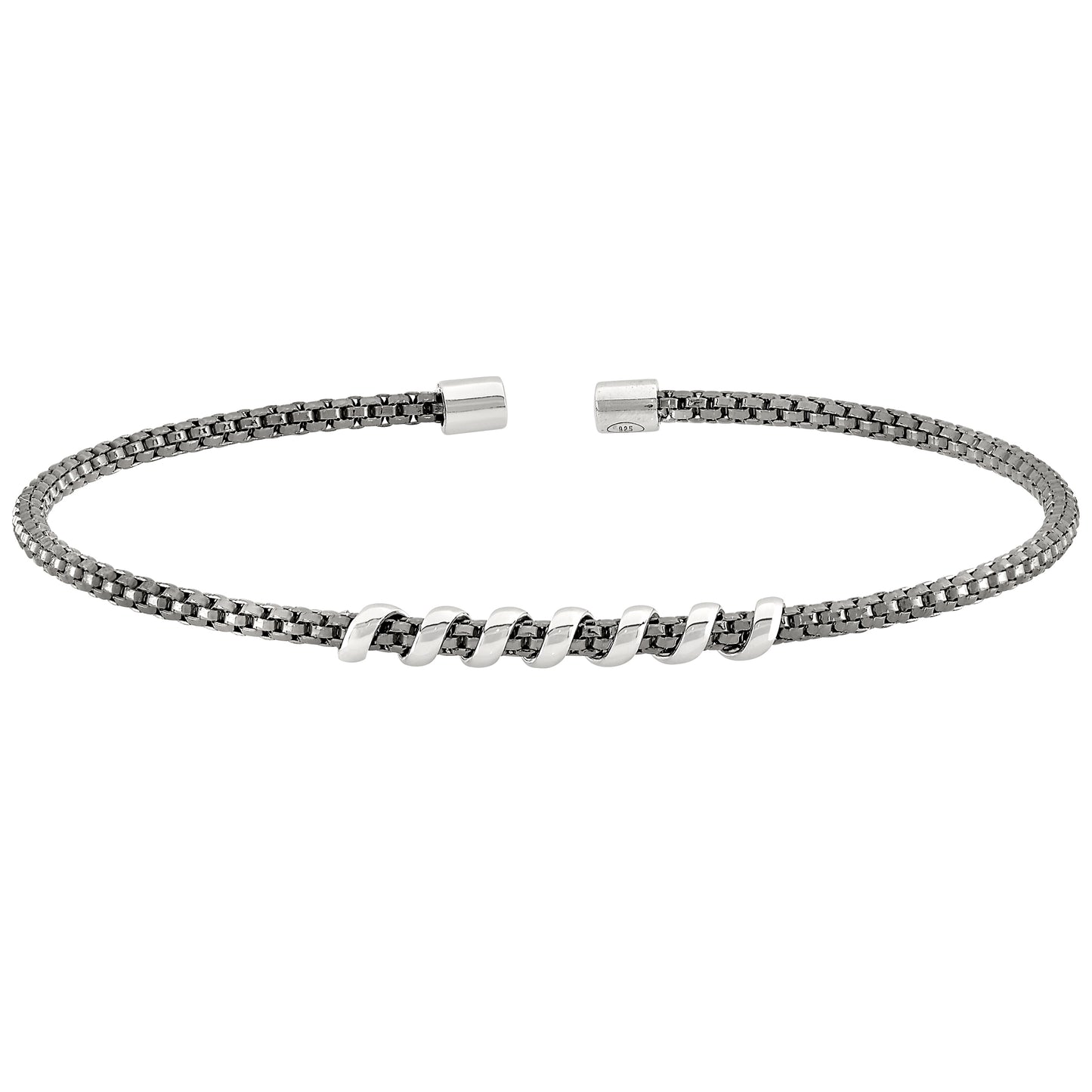 Thin Central Coil Wrap Cable Cuff Bracelet (LL7134B-BR-RH)