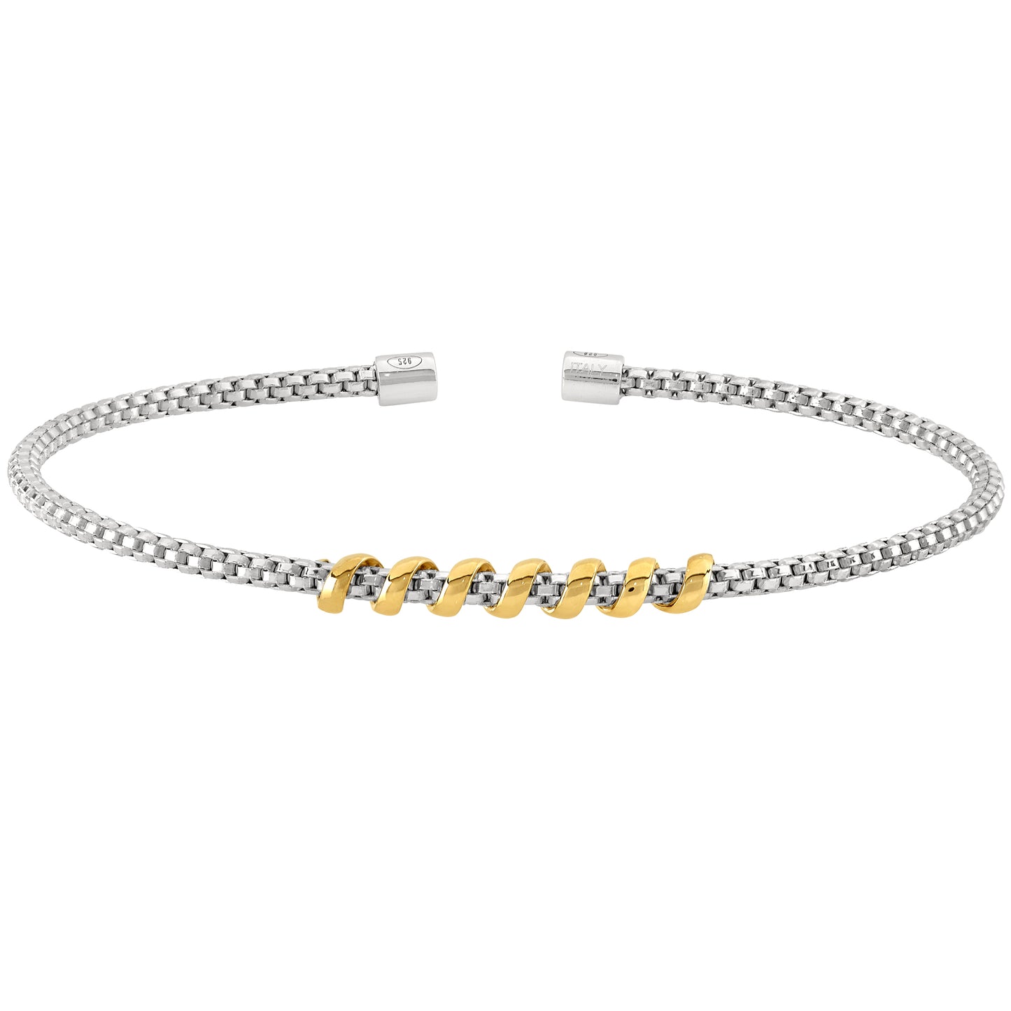 Thin Central Coil Wrap Cable Cuff Bracelet (LL7134B-RH-G)
