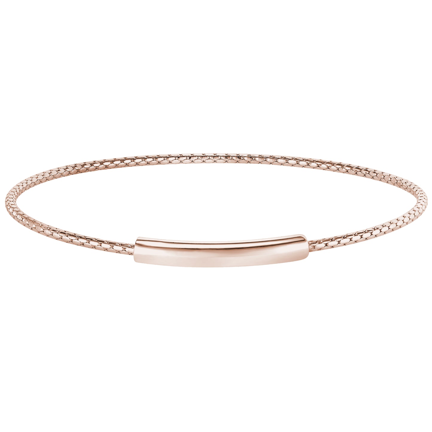 Opening Cable Cuff Bracelet with Polished Bar (LL7136B-RG)