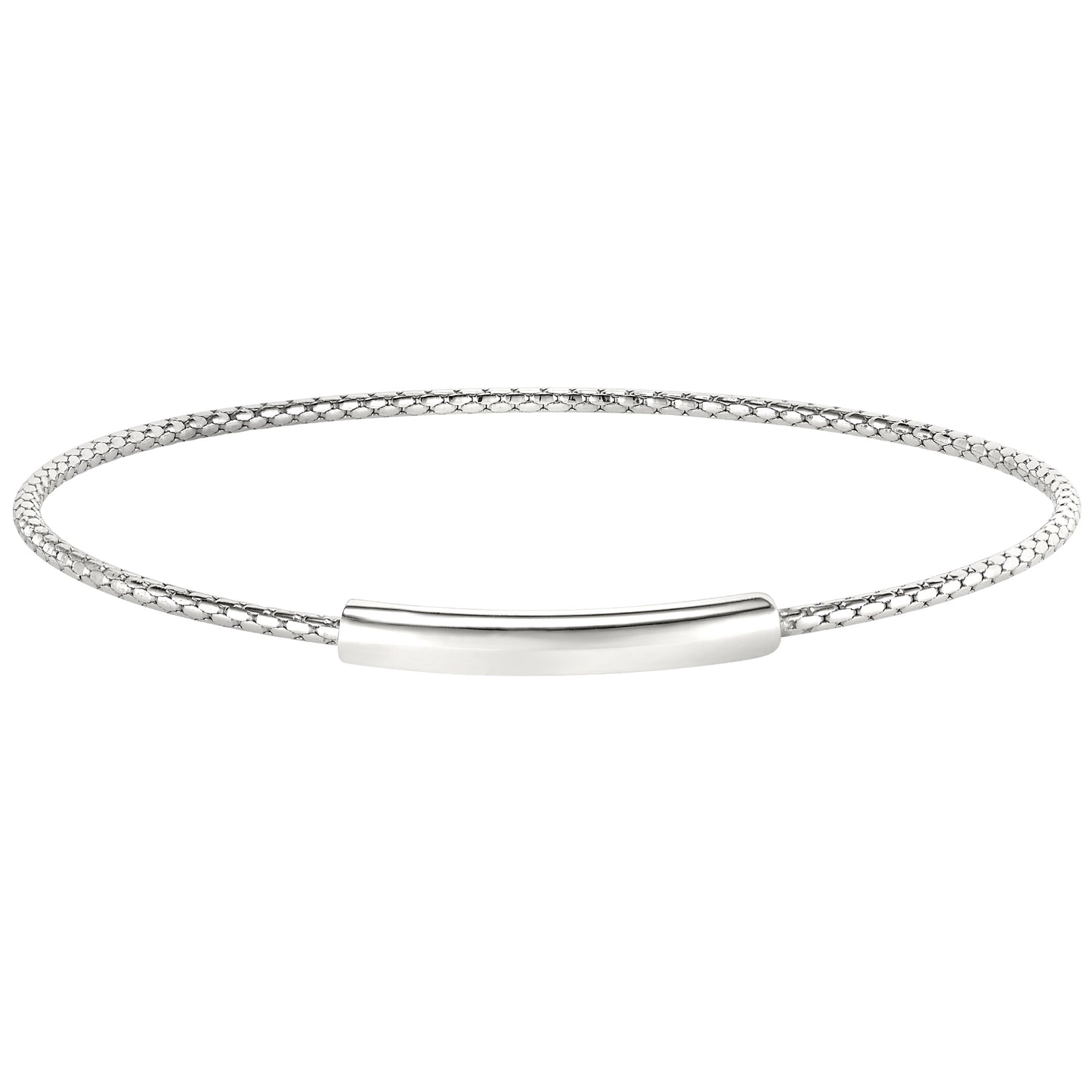 Opening Cable Cuff Bracelet with Polished Bar (LL7136B-RH)