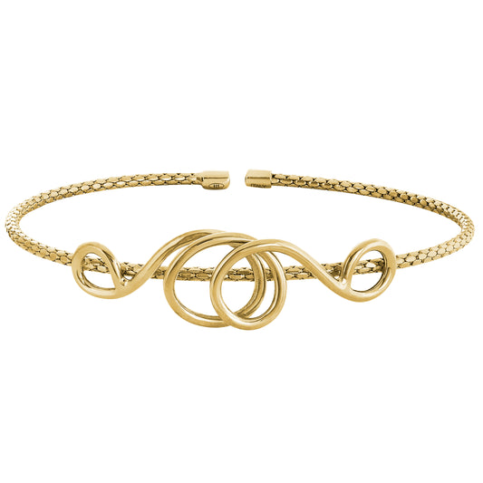 High Polished Swirl Corean Cable Cuff Bracelet   (LL7138B-G)