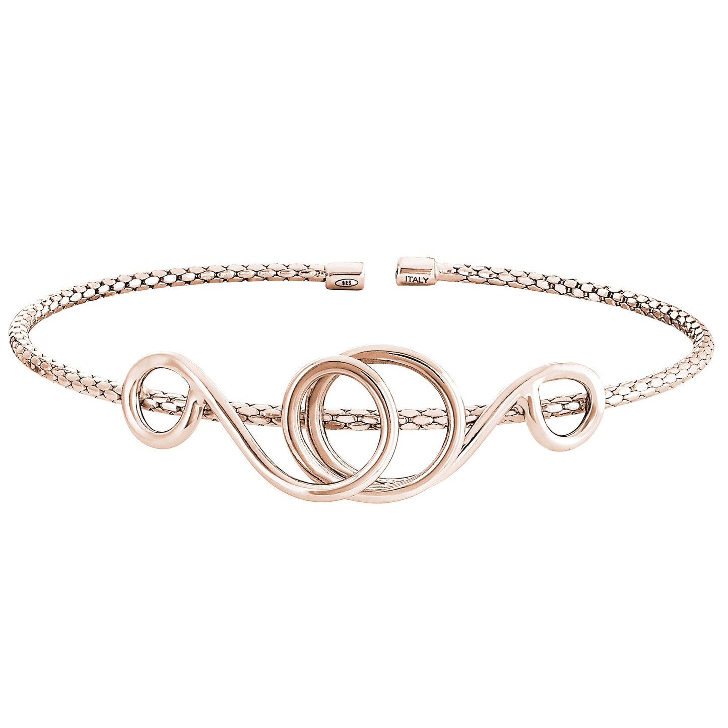 High Polished Swirl Corean Cable Cuff Bracelet (LL7138B-RG)