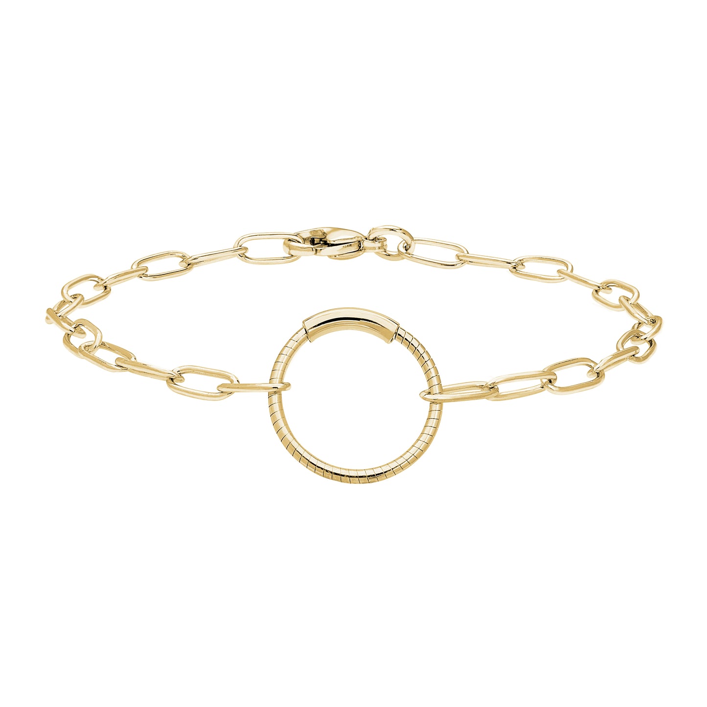 Paper Clip Bracelet with Center Circle Station (LL7140B-G)
