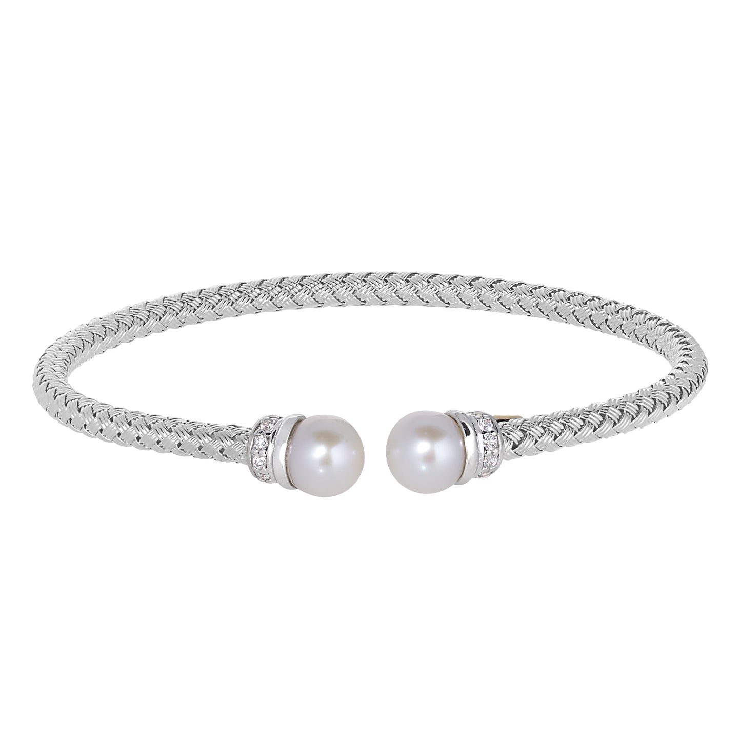 Top Open Shell Pearl Basketweave Cuff Bracelet (LL7155B-RH-RH)