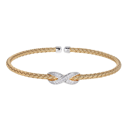 Basketweve Cuff Bracelet with Central Infinity   (LL7156B-G-RH)