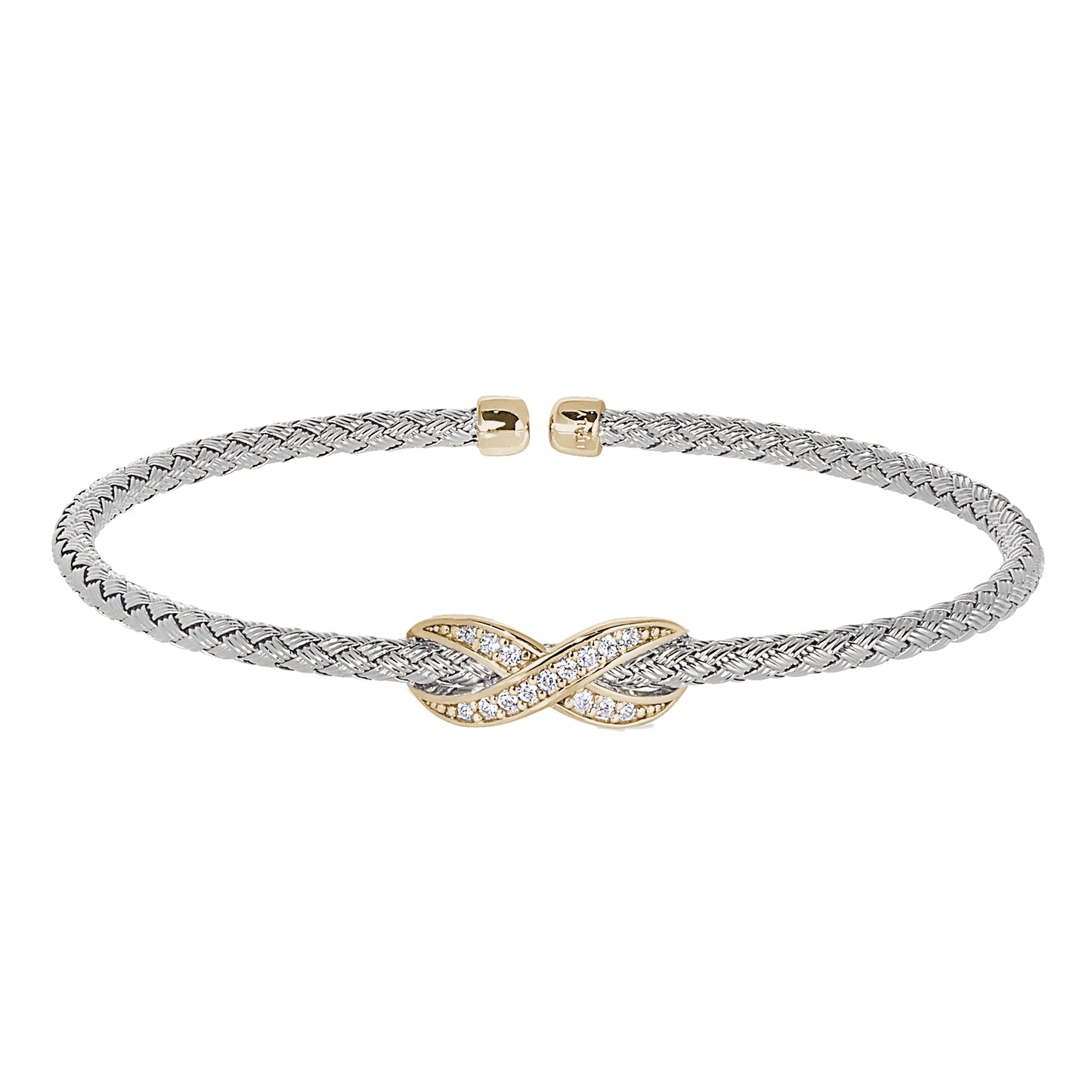 Basketweve Cuff Bracelet with Central Infinity (LL7156B-RH-G)