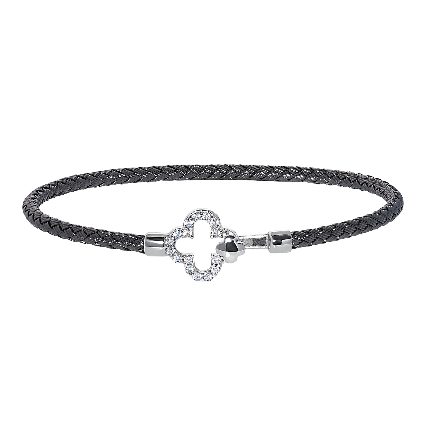 Clover Top Closure Basketweave Bracelet (LL7157B-BR-RH)