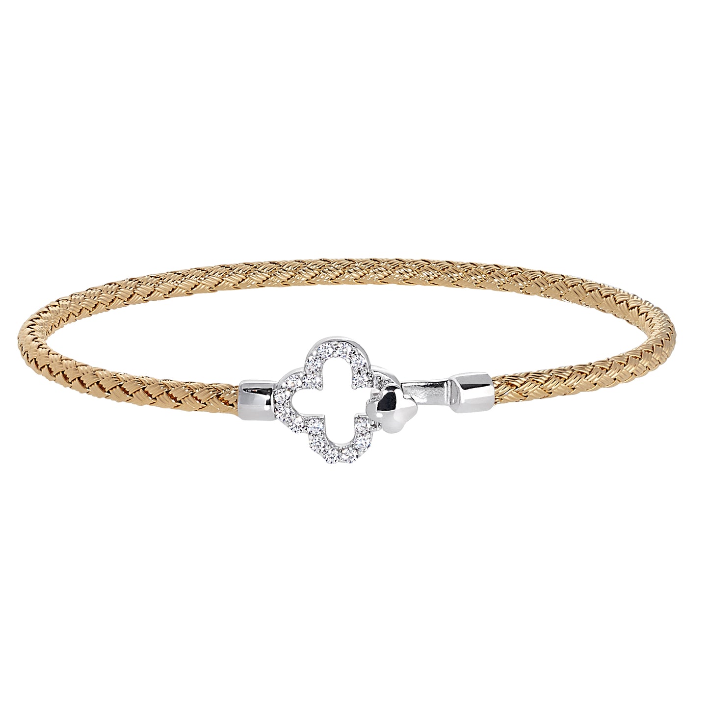 Clover Top Closure Basketweave Bracelet (LL7157B-G-RH)