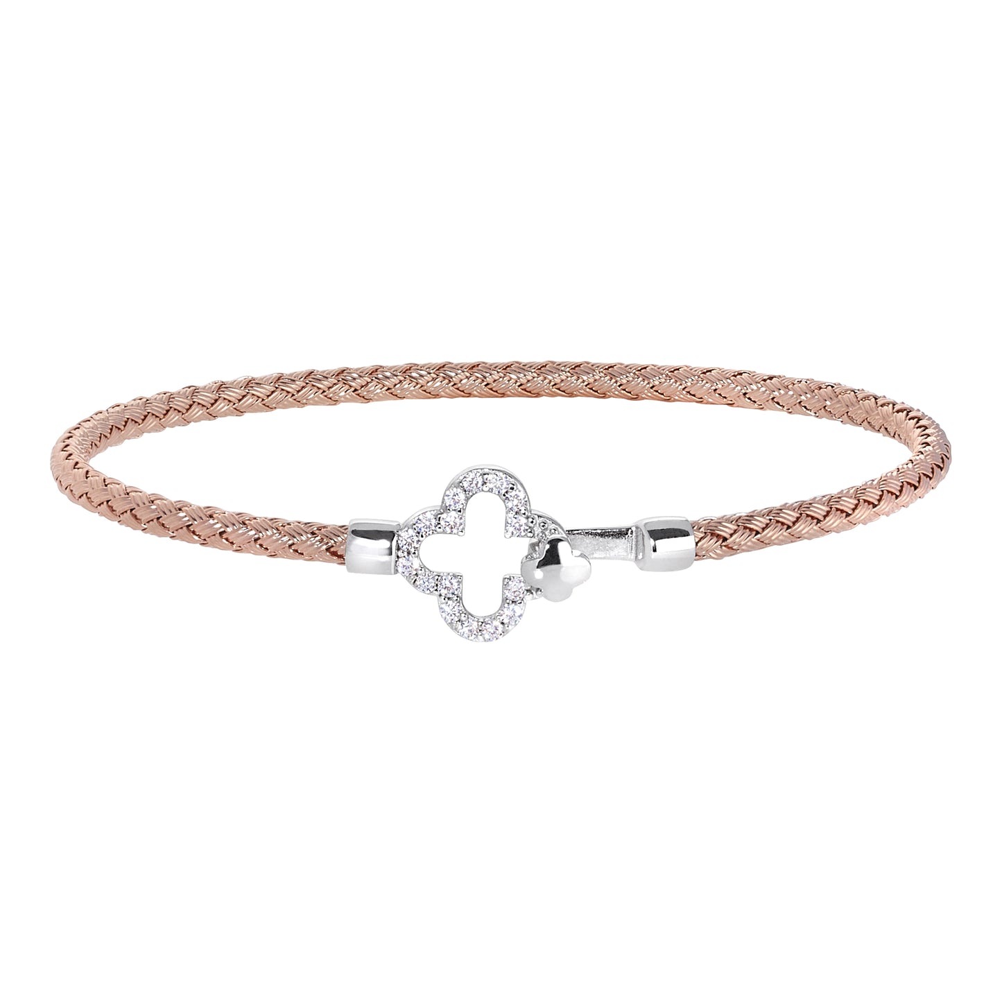Clover Top Closure Basketweave Bracelet   (LL7157B-RG-RH)