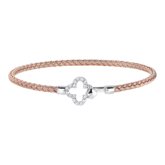 Clover Top Closure Basketweave Bracelet   (LL7157B-RG-RH)