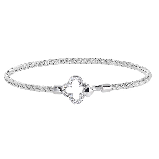 Clover Top Closure Basketweave Bracelet   (LL7157B-RH-RH)