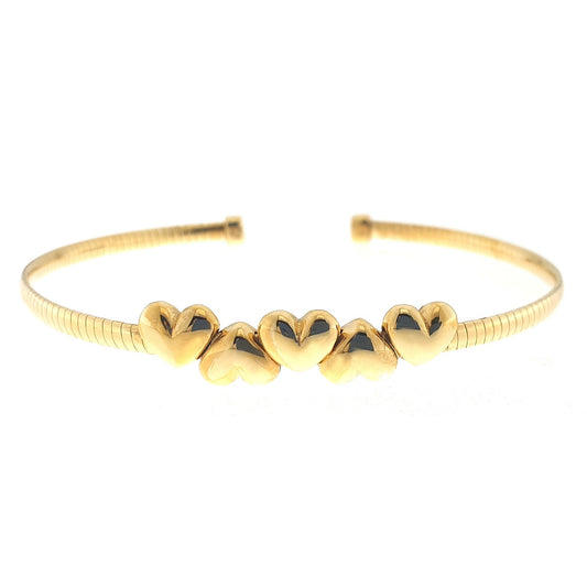 Five Heart Omega Cuff Bracelet   (LL7161B-G)