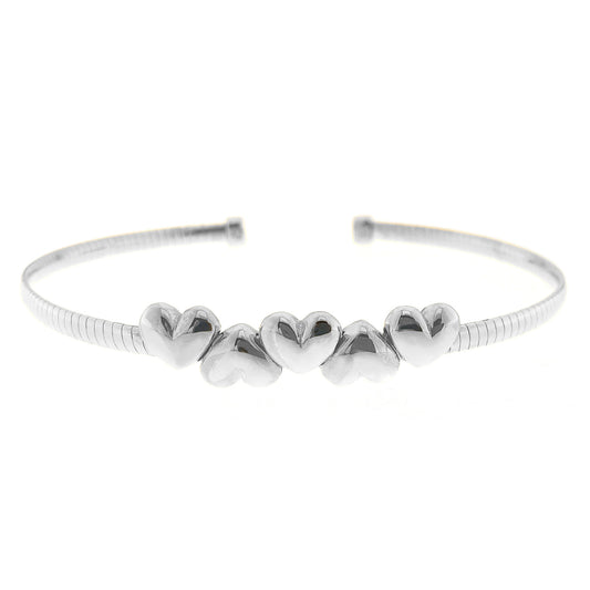 Five Heart Omega Cuff Bracelet   (LL7161B-RH)