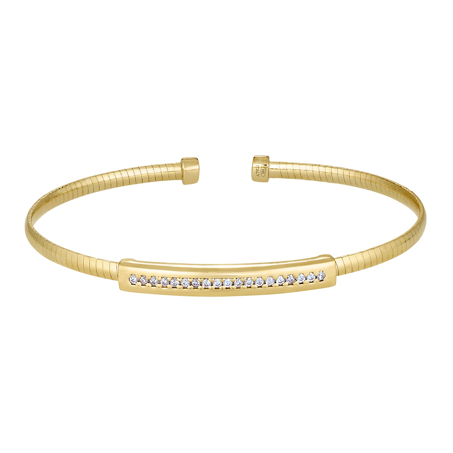Polished Bar with Floating Stones Cable Cuff Bracelet (LL7162B-G)